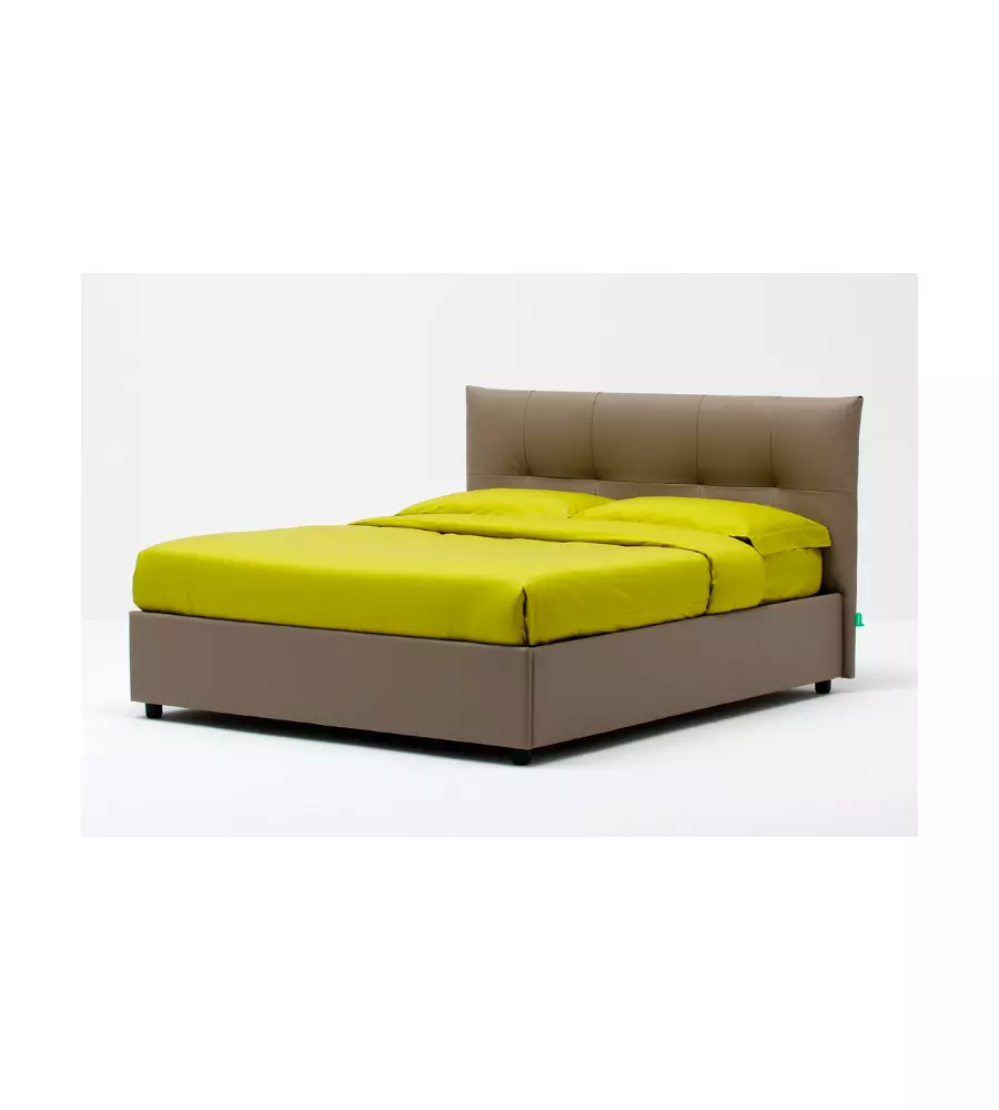 Letto matrimoniale "easy" tortora con rete e contenitore, 160x190 cm